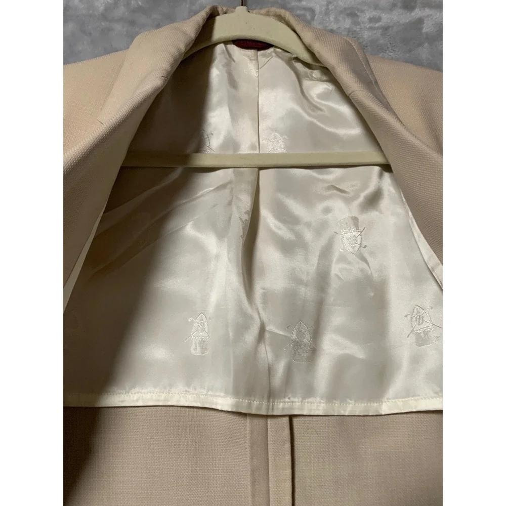 Jack Nicklaus Hart Schaffner Marx Mens Hopsack Blazer 42 R Beige Sport Coat Flaw